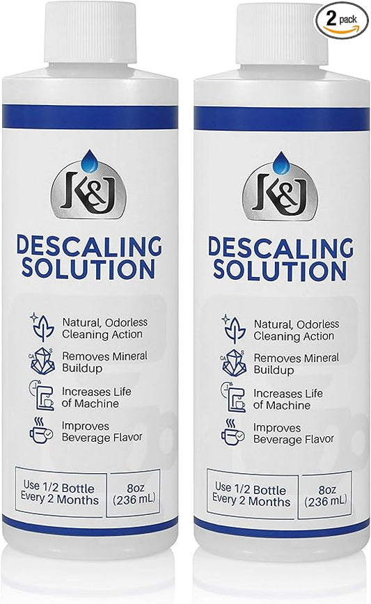 K&J Pemium Descaling Solution (4 uses) - Made in USA - Descaler for Keurig, Breville, Nespresso, Delonghi, Cuisinart, and all Coffee and Espresso Machines