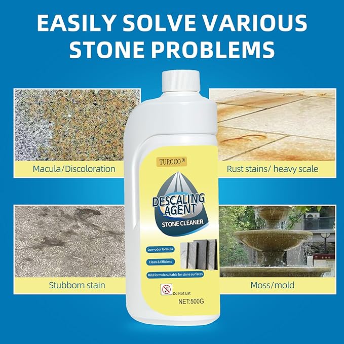 500ml Stone Cleaner for Marble, Granite & Tile – Heavy-Duty Stain, Rust & Limescale Remover with Deep Penetrating Formula – Marble Cleaner for Kitchen, Bathroom, Concrete & Outdoor Stone Surfaces
