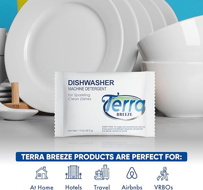 Terra Breeze Automatic Dishwasher Detergent Powder,1.5 oz. Individually Wrapped Packets (50 packs)