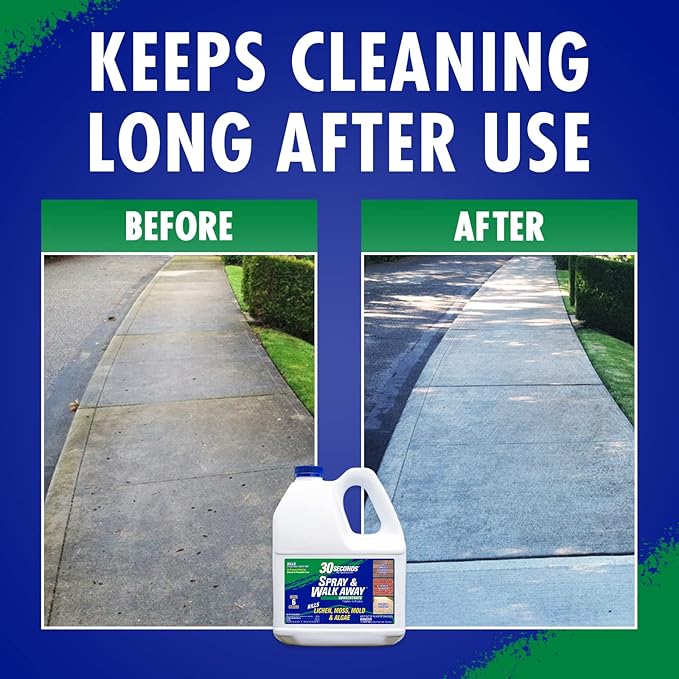30 SECONDS Mold and Mildew Stain Remover Concentrate | Spray & Walk Away Outdoor Cleaner | 1 Gallon