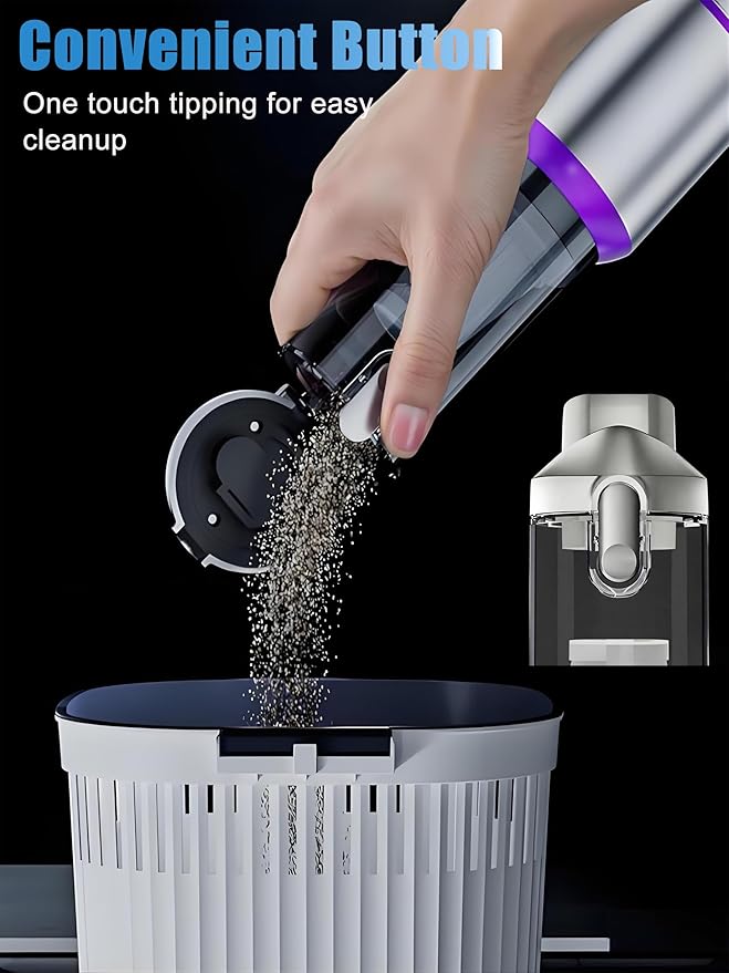 Car Vacuum Portable Cordless,16000Pa Suction Power Handheld Vacuum for Car,Home,Office,Pet Hair Cleaning,with Washable Filter and Replaceable Nozzle, Type-C Charging