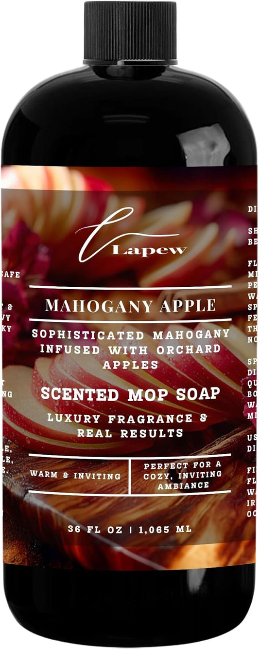 Luxury Floor Cleaner, Scented Mop Soap Concentrate | Hard Floor Cleaner for Tile, Vinyl, Laminate, LVP & Sealed Hardwood | Low-Foam, Streak-Free | 36 oz | Mahogany Apple