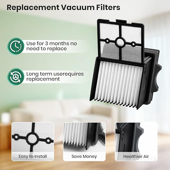【Not for Switch S6 Stretch/S7 Pro】2 Roller Brush and 4 HEPA Filter Replacement for Tineco Floor One Stretch S6,S7 Stretch Ultra,S7 Stretch Steam,S9 Artist Pro/Steam,i5/i6 Stretch