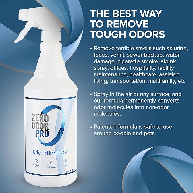 Zero Odor Pro - Commercial Strength Eliminator Odor Neutralizer, Room Deodorizer Odor Eliminator Musty Smell - Strongest Odor Eliminator Trigger Spray, (32-ounce) (Pack of 2)