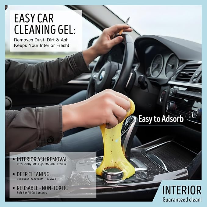 Car Cleaning Gel,Reusable Car Cleaning Putty for Interior Detailing, Car Cleaning Supplies, Auto Detailing Tools, Car Slime for Dust Removal, Car Accessories Interior, Car Cleaning Kit(Yellow, 0.8 OZ)
