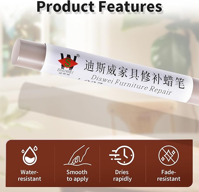 Wood Filler Sticks Gray Canvas Texture Furniture Scratch Repair Crayons Wood Floor Repair Wax Filler Sticks Furniture Repair Wax Crayons for Wooden Furniture, Floors, Cabinets & Tables