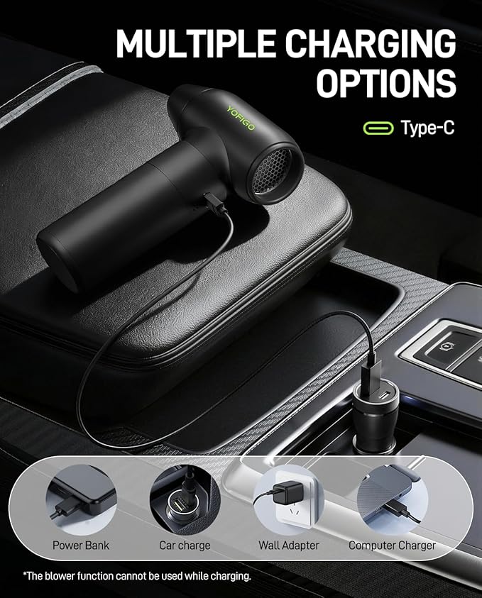Electric Air Duster-150,000 RPM 4-Gear Adjustable Aluminum Alloy Compressed Air Duster, Cordless Air Duster for Keyboard Cleaning, 2-in-1 Vacuum for House or Car Interiors, Mini Blower for Car