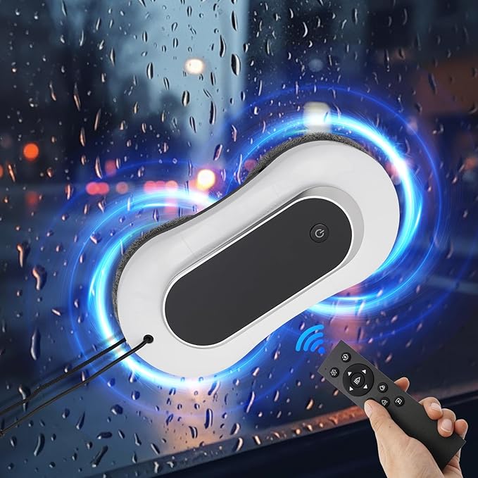 Window Cleaning Robot with Remote Control, Robot Window Cleaner w/Double-Side Water Spray, Automatic Plan Path and Recognize Border, Smart Window Vacuum for Interior/Exterior Windows Tiles Glass Door
