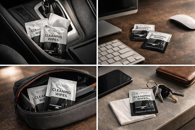 EVEO Screen Wipes (150 Pack) - Electronic Wipes, Computer Screen Cleaner Wipes for Electronics | Computer Screen Wipes Phone Wipes & Lens Wipes for PC, Laptop, Phone, Car & More - Microfiber Included