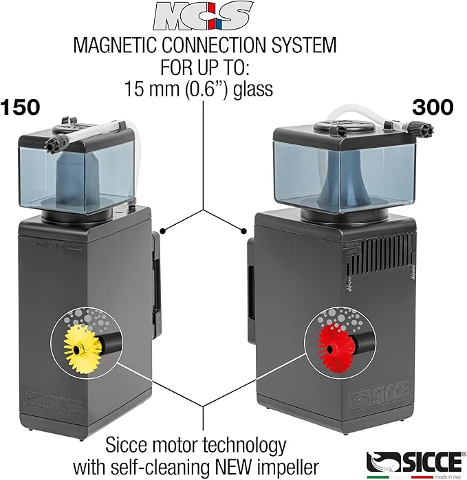 Sicce Shark Nano Protein Skimmer 300 up to 80 Gallon Saltwater Aquariums | Ultra Quiet Pump, Adjustable, Compact, Small Aquarium Marine Reef Tank