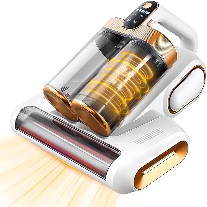 Cordless Mattress Vacuum Cleaner, 16kpa Bed Vacuum Cleaner with 253.7nm Uv-C Light & Ultrasonic Tech Dual Bins for Dust & Widen Suction Port 120w for Bed Sofa & Pet Hair