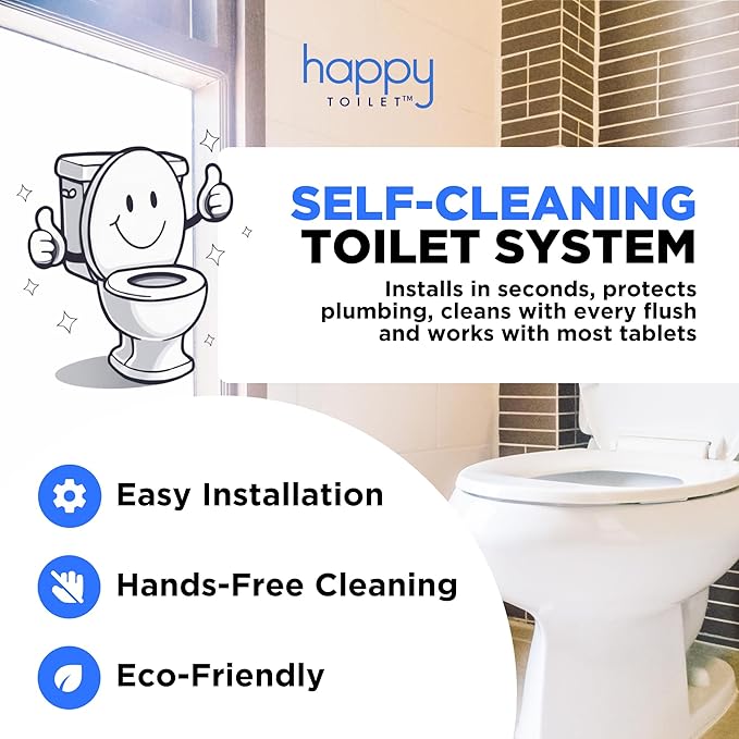 Happy Toilet Cleaner Deuce - Compatible with Kohler Toilets & Canister Flushing Systems - Automatic Toilet Bowl Cleaner Toilet Tablet Holder Toilet Cleaning System for Auto Filter Self Cleaning Flush