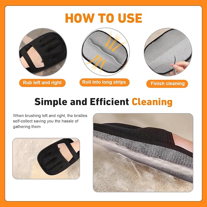 Pet Hair Removal Glove for Cats & Dogs Hair Remover,Reusable Electrostatic Pet Hair Remover Gloves,Magic Brush Pet Hair Removal Tool for Furniture,Couch,Car Seats,Clothing(2Pcs)