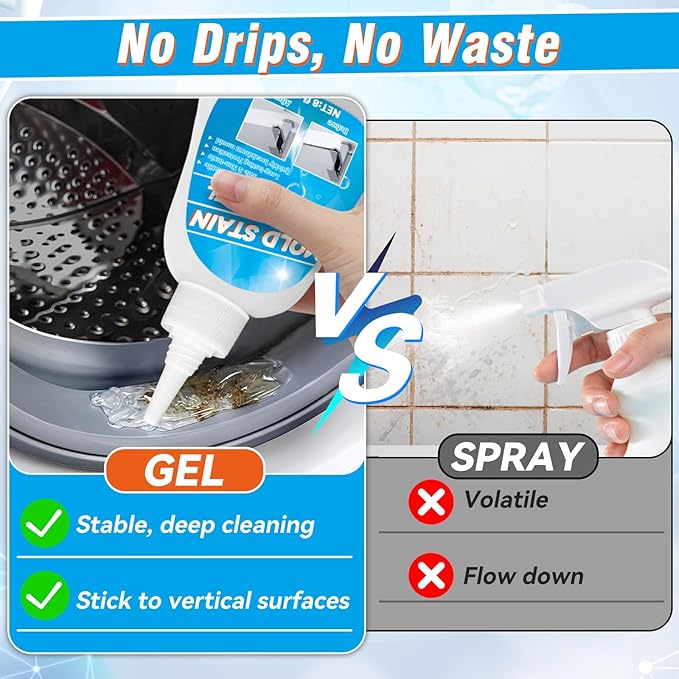 HouseMold Stain Remover Gel, Heavy Duty Washing Machine Cleaner, Effective Stain Cleaner, All-Purpose Cleaning Gel for Shower, Toilet, Bathroom, Washer, Kitchen Sink (8 Fl Oz)