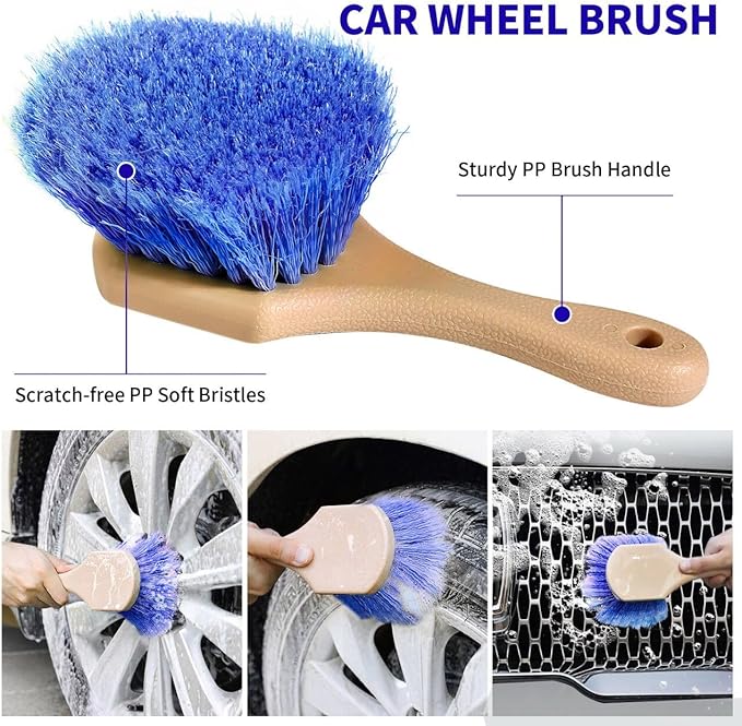Wontolf 62'' Car Wash Brush with Long Handle Chenille Microfiber Car Wash Mop Mitt Kit Car Detailing Brush Cleaning Kit Window Squeegee Car Duster Drying Towels Tire Brush for Cars RV Truck Boat