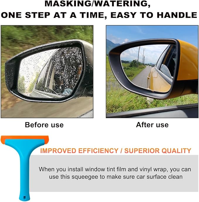 Small Silicone Window Squeegee, 5.9 Inch Car Windshield Water Blade Squeegee with Non-Slip Handle, All-Purpose Cleaning Squeegee for Car Windshield, Window, Mirror (Blue)