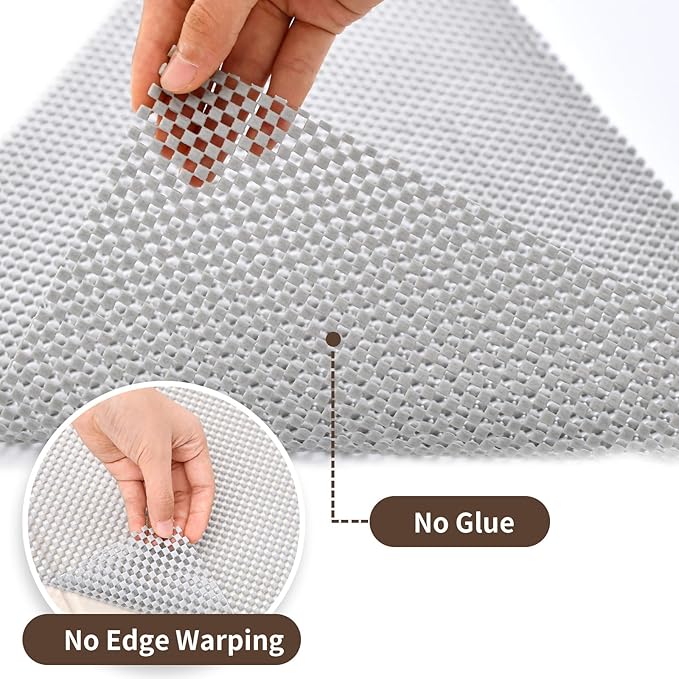 Drawer and Shelf Liner for Kitchen Cabinet: 12 in X 30 Ft Non Slip Waterproof Shelf Paper Non Adhesive Refrigerator Liners Light Gray Easy Liners for Bathroom