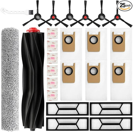 Replacement Kit for Eufy Robot Vacuum Omni S1 Pro: 1 Main Brushes, 1 Roller Mops, 4 Filters, 6 Side Brushes, 6 Dust Bags, 6 Scented Tablets,1 Cleaning Brush