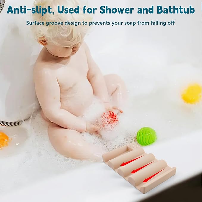 Silicone Soap Dish,Self Draining Soap Holder Perfect for Shower,Bathroom Sink,Kitchen Sink & Travel,Non-Slip Bar Soap Holder Extend Soap Life,Keep Soap Bars Dry & Easy Cleaning Pink-1Pcs
