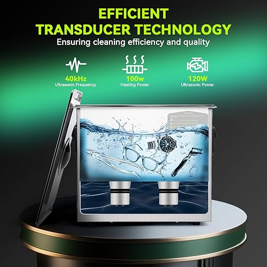3L Commercial Ultrasonic Cleaner, ECO Mode, Heating, Degas Mode, ECO Energy-Saving Ultrasonic Cleaning Machine Excellent for Labs,Carburetor,Jewelry,Dentures,Automotive & Industrial Parts.