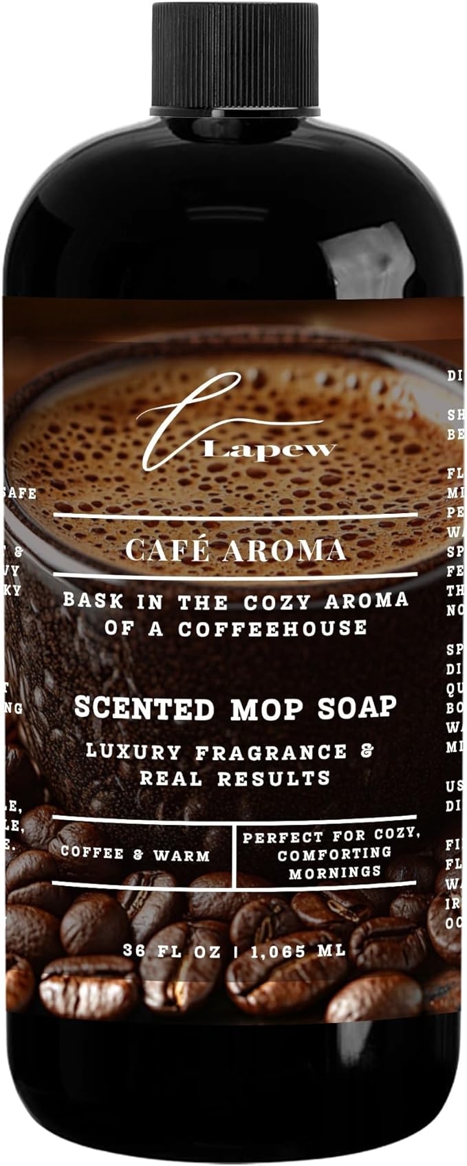 Luxury Floor Cleaner, Scented Mop Soap Concentrate | Hard Floor Cleaner for Tile, Vinyl, Laminate, LVP & Sealed Hardwood | Low-Foam, Streak-Free | 36 oz | Café Aroma