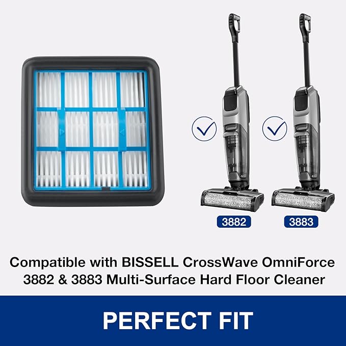 3882 Crosswave Omniforce Replacement Parts for Bissell 3882/3883 / 3967F / 3970F CrossWave OmniForce/OmniFind Vacuum Cleaner, 4 HEPA Filters