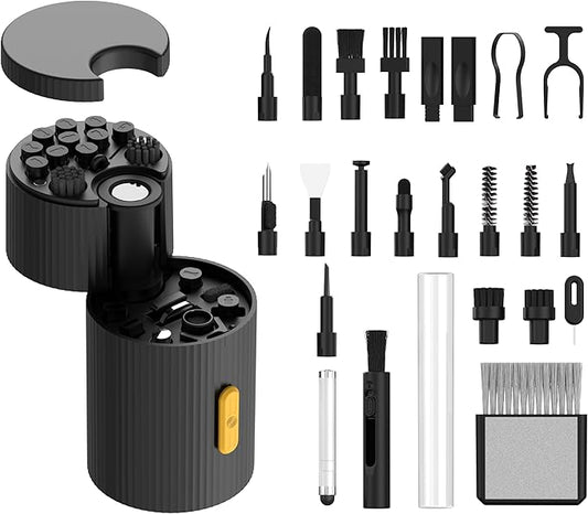 GK GAMAKAY Keyboard Cleaning Kit, 33-in-1 Multifunctional Magnetism Rotating Cleaning Kit, Portable Electronics Brush Tool for iPad iPhone Pro Tablet PC Camera Lens Earbuds Monitor (Black)