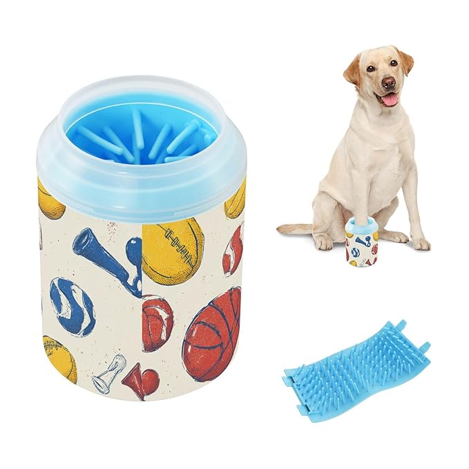 Dog Paw Cleaner Cups for Dogs Pet Foot Washer Paw Scrubber for Small Medium Large Dogs Cats Cleaning Cup Multicolor Sports Balls