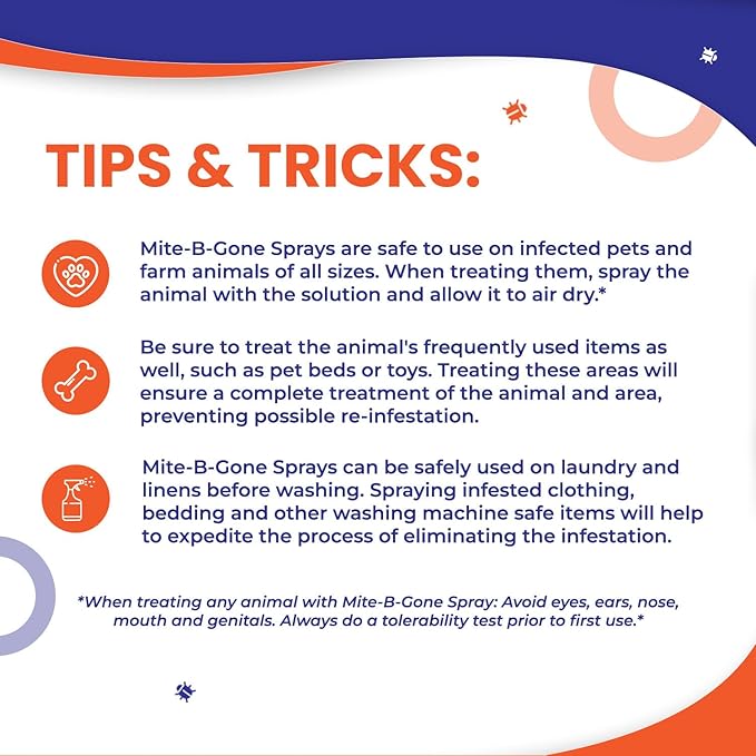 Mite Killer Spray - 1 Gal Natural Mite Treatment Kills Human, Dust, Chicken, Poultry, Bird, Carpet & Rat Mites in Homes and Farm | Family & Pet Safe by Mite-Be-Gone