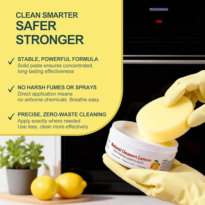 All Purpose Cleaner and Polish Paste - Glass Oven & Stove Top Cleaner for Kitchen Burnt Pans Cooktops Sinks Tile & White Shoes - Natural Multi Surface Grease Marker & Hard Water Stain