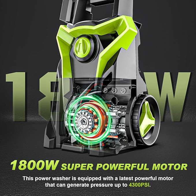 Pressure Washer, Portable Power Washer, 4 Nozzles & Detachable Foam Cannon for Easy Use, Home/Driveway/Car Wash/Patio/Fence Power Washer with Surface Cleaner