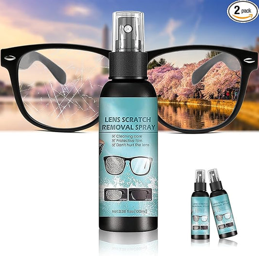 2pcs-Lens Scratch Removal Spray,scratch remover for sunglasses, Lens Scratch Remover, Glasses Lens Cleaning Spray for Sunglasses Screen Cleaning Tool(100ml)
