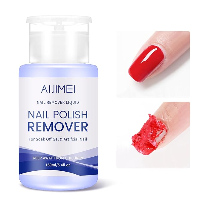 AIJIMEI 160ml Gel Nail Polish Remover Pump Dispenser Portable Acetone Nail Polish Gel Remover for Nail Art Easy to Handle Residual Nail Oil for Daily Nail Polish Remover Helper