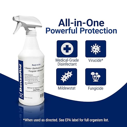 Pro Mold Killer Fungicide Disinfectant including Aspergillus Niger (Black Mold) H5N1 Pack | Multi-Purpose Fungicide, Mildewstat, Disinfectant, Virucide | EPA Reg. 1 Gal + 32 oz.