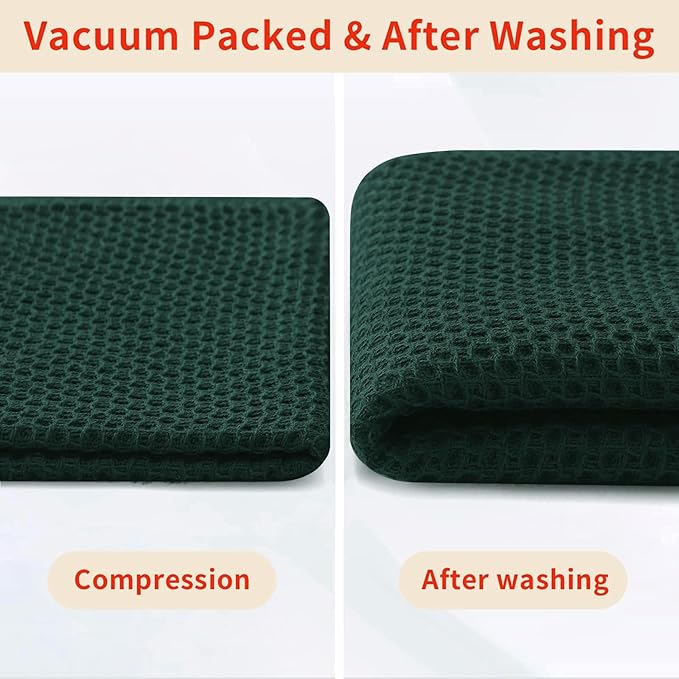 Homaxy 100% Cotton Kitchen Towels and Dishcloths Set, 12 x 12 Inches and 13 x 28 Inches, Set of 12 Bulk Kitchen Towels Set, Ultra Soft Absorbent Dish Cloths for Washing Dishes, Blackish Green
