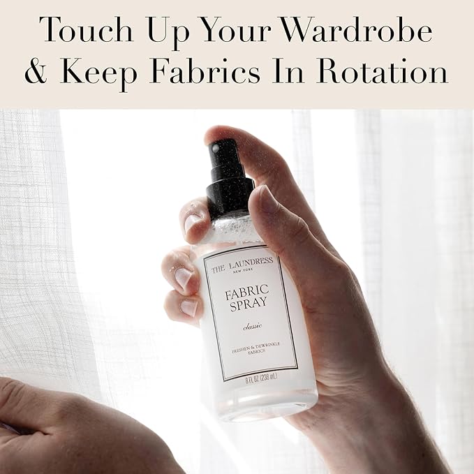 The Laundress Classic Fabri- Spray, Wrinkle Release Spray, Upholstery and Linen Spray, Fabric Refresher, Clean Laundry Scent, 8 Fl Oz, (Pack of 2)
