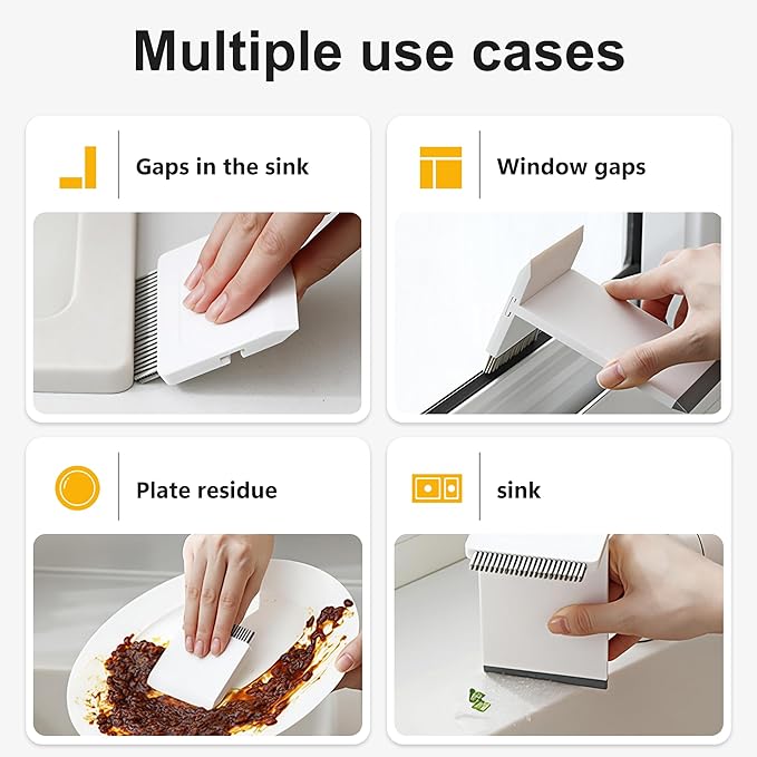 Li&Zhao Sink Squeegee 2-in-1 Scrub Brush, Multi-Functional Small Squeegee for Sink and Countertop Cleaner, Effective Sink Scraper for Wet Dry Messes on Kitchen Surfaces, Tiles, Stove