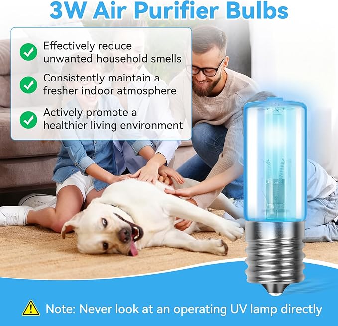 3W LB1000 UV-C Replacement Bulb for Germ Guardian GG1000, GG1000CA, GG1100, GG1100B, GG1100W, LB-1000, GGH200, 661000CA Air Purifier UV Light Replacement, 2 Pack