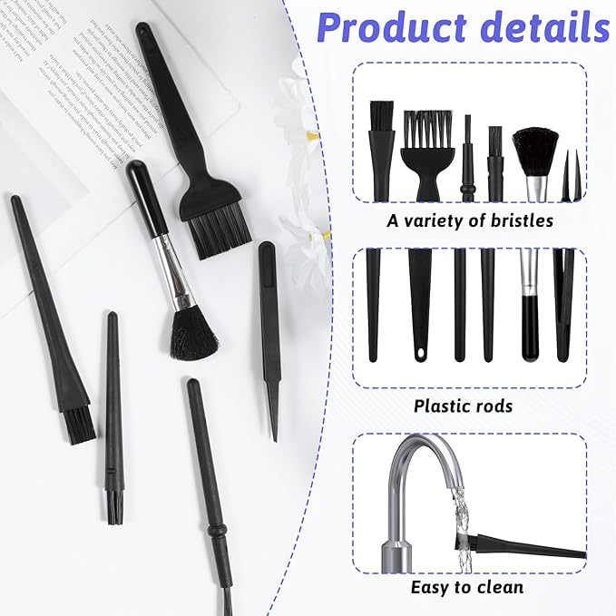 6 PCS Mini Keyboard Cleaning Brushes Kit, Small Keyboard Brush Nylon Anti Static Dusting Brush Electronics Cleaning Small Spaces, Keyboards Cleaner Brushes for Cleanings Computer Motherboard Camera