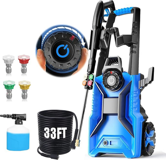 5000 PSI Adjustable Electric Pressure Washer, 2025 New Power Washer Pressure Adjustable (2500PSI-5000PSI) with 33ft Pressure Hose, 4 Nozzle and Detergent Tank for Cars, Upgraded 7050
