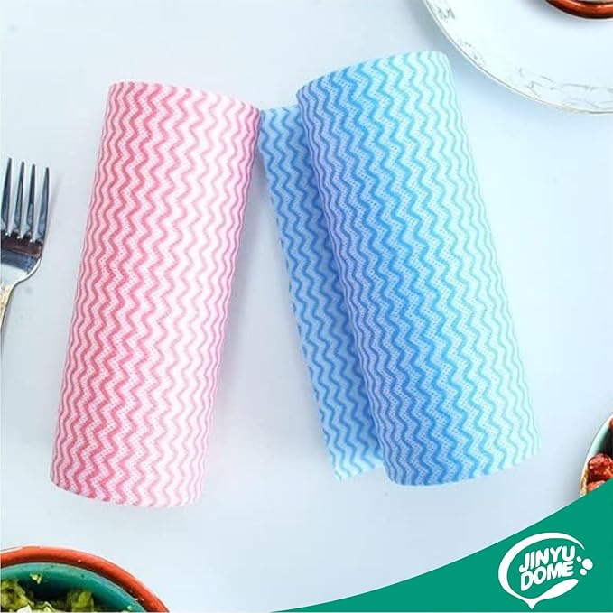 Reusable Cleaning Cloths Disposable Cleaning Cloth Dish Cloth Dish Towels Dish Rags All Purpose Cloths on 2 Rolls Blue&Red -200 Pieces