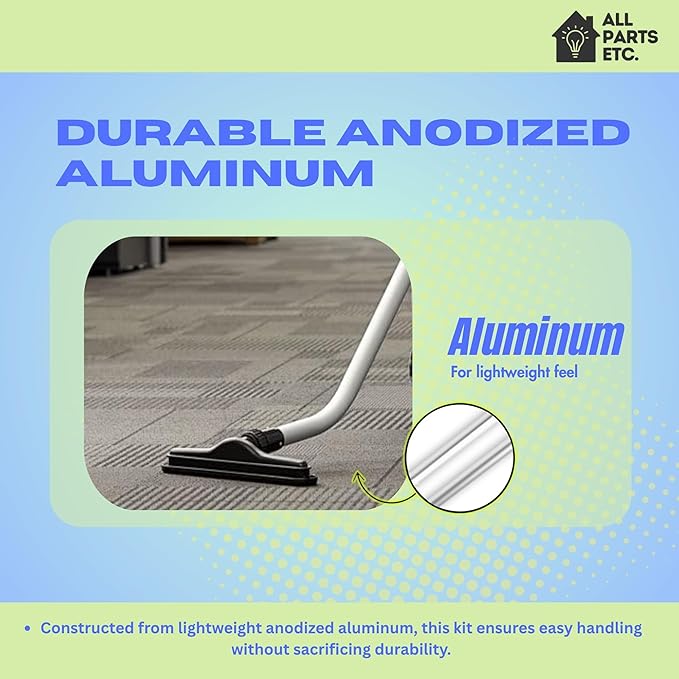 1.5 or 1 1/2 inch Backpack Vacuum Accessories Cleaning Kit - Includes 2-Piece Aluminum S-Wand & 14" Wide Replacement Floor Brush - Compatible with Pro-Team, Powr-flite, and more