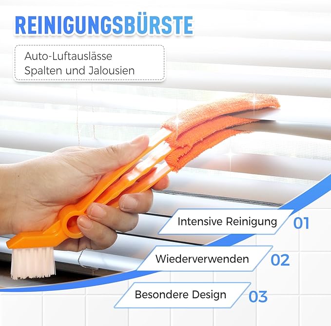 Removable Window Blind Cleaner, 2026 New Duster Brush with Microfiber Sleeves, Blind Cleaner Tools for Blinds Air Conditioner Keyboard Fan Dust (Blue, 2PCS)