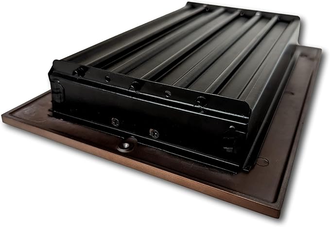 Madelyn Carter 6 x 10 Cast Aluminum Linear Vent Cover with Damper - Oil Rubbed Bronze (Overall: 7.25 x 11.5) | Floor Register - Wall Register