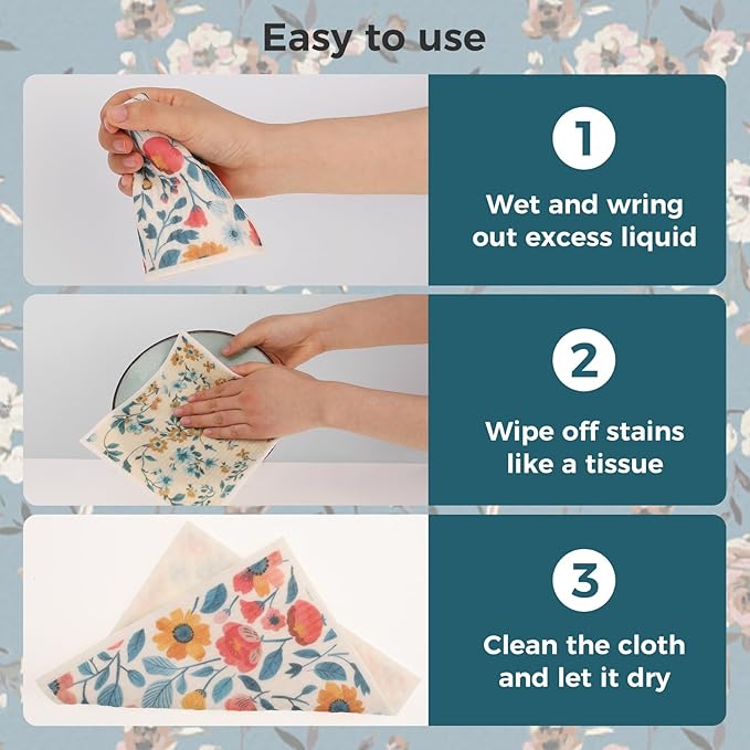 Swedish Dishcloths, 10PCS Reusable Soft Kitchen Towels Dish Cloths Set with Clips, Non-Scratch Dish Rags for Washing Dishes, Washable Swedish Dish Cloths for Kitchen, No Odor(Plant)