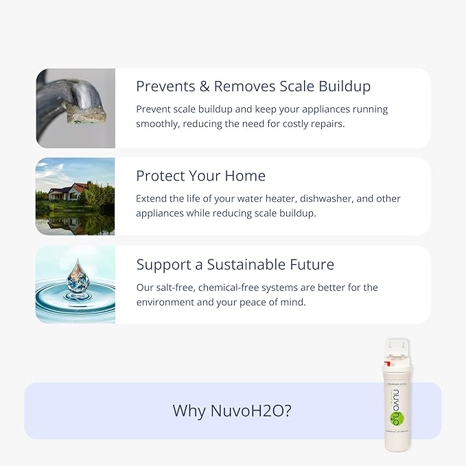 NuvoH2O Dishwasher System – Prevents & Removes Hard Water Scale, Eco-Friendly CitraCharge®, Extends Dishwasher Life, Compact & Easy to Install