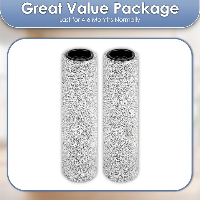 【Version 2, Detachable】(2 Pack) Floor One S9 Artist Pro Replacement Brush Rollers Compatible With Tineco Floor One S7 Pro, Floor One S6, Stretch S6 Cordless Wet Dry Vacuum Cleaner (Excluding Handle)