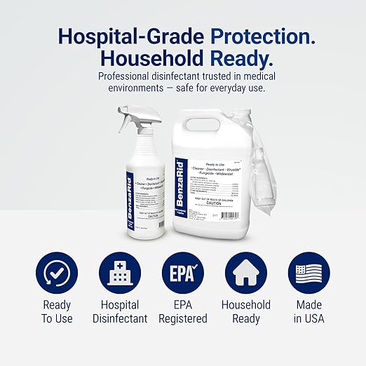 Hospital Disinfectant Virucide Spray Kills 99.99% of MRSA, COVID-19, H5N1, Staph, Avian Flu, Bacteria & Mold | EPA Reg. for Medical, Dental, Veterinary, Farm & Home Use 32 oz