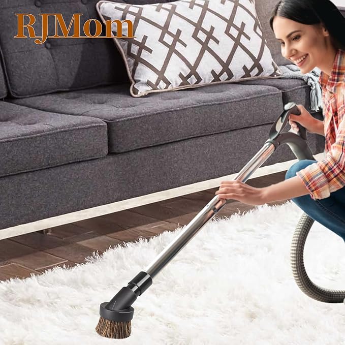 Soft Horse Hair Vacuum Brush Attachment For Shark Vacuum - Round Brush With Adapter - To Convert The 1 1/4" Tool To 1 1/2" Vacuum Hoses, Vacuum Attachment Brush Hair Length 35mm