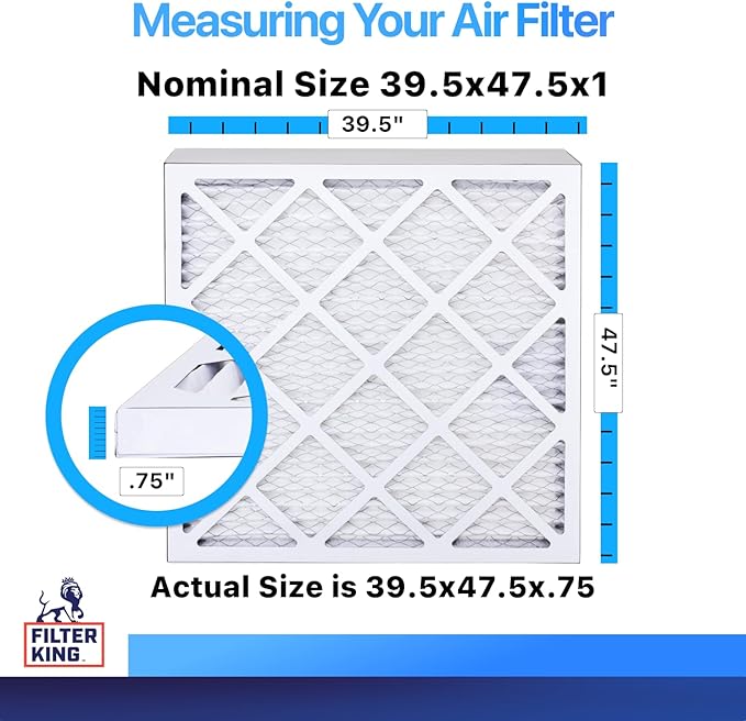 Filter King 39.5x47.5x1 Air Filter | 4-PACK | MERV 8 HVAC Pleated A/C Furnace Filters | MADE IN USA | Actual Size: 39.5 x 47.5 x .75"